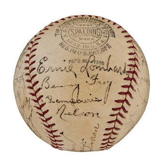 1935 Cincinnati Reds Team Signed Baseball  (Includes Lombardi, Dressen,  Cuyler) (JSA)